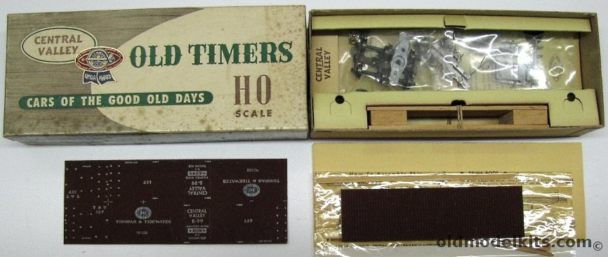 Central Valley HO Wooden Box Car Tonopah & Tidewater with Metal Sprung Trucks - Craftsman Kit, B-99 plastic model kit